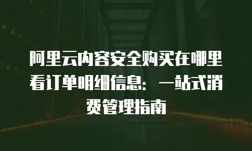 阿里云内容安全购买在哪里看订单明细信息：一站式消费管理指南