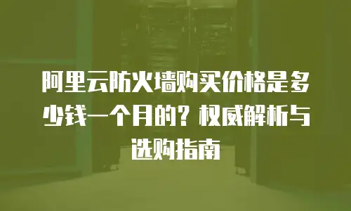 阿里云防火墙购买价格是多少钱一个月的？权威解析与选购指南