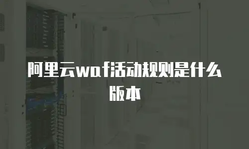 阿里云waf活动规则是什么版本