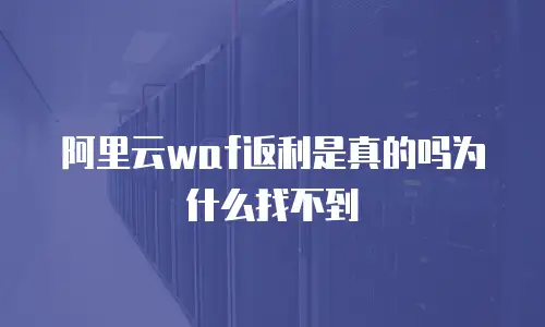 阿里云waf返利是真的吗为什么找不到