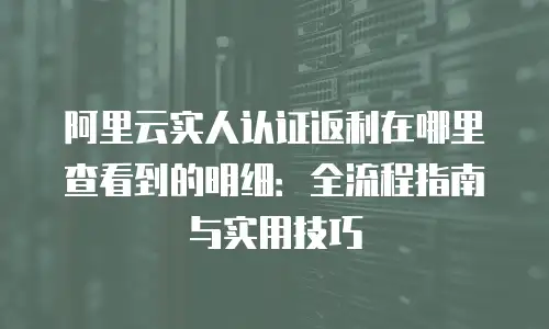 阿里云实人认证返利在哪里查看到的明细：全流程指南与实用技巧