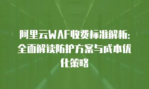 阿里云WAF收费标准解析：全面解读防护方案与成本优化策略