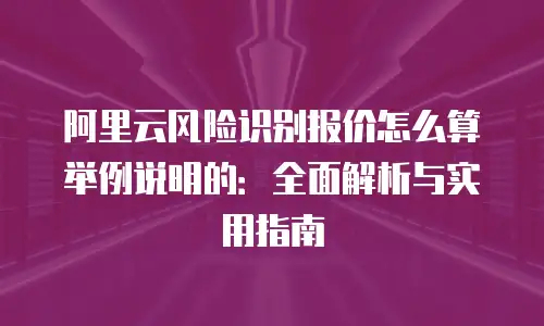 阿里云风险识别报价怎么算举例说明的：全面解析与实用指南