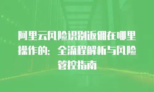 阿里云风险识别返佣在哪里操作的：全流程解析与风险管控指南