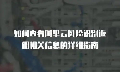 如何查看阿里云风险识别返佣相关信息的详细指南