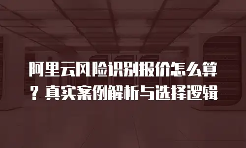 阿里云风险识别报价怎么算？真实案例解析与选择逻辑  