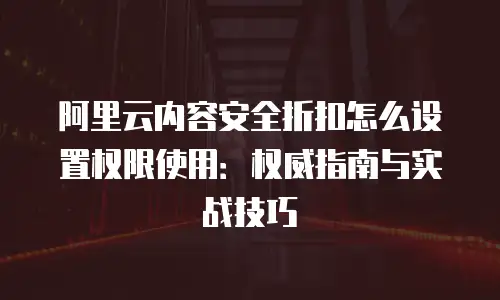 阿里云内容安全折扣怎么设置权限使用：权威指南与实战技巧