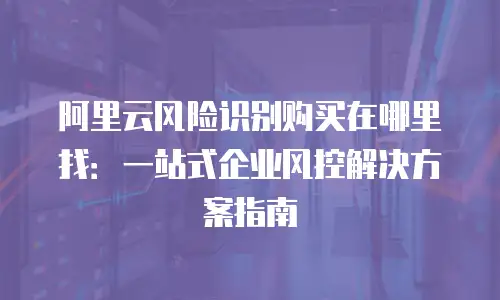 阿里云风险识别购买在哪里找：一站式企业风控解决方案指南