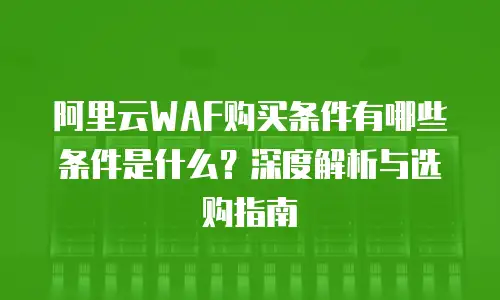 阿里云WAF购买条件有哪些条件是什么？深度解析与选购指南