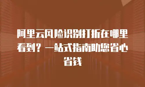 阿里云风险识别打折在哪里看到？一站式指南助您省心省钱
