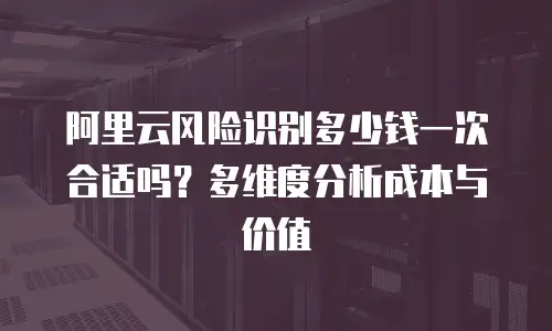 阿里云风险识别多少钱一次合适吗？多维度分析成本与价值  