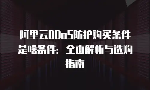 阿里云DDoS防护购买条件是啥条件：全面解析与选购指南