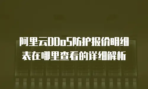 阿里云DDoS防护报价明细表在哪里查看的详细解析
