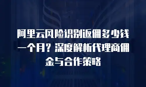 阿里云风险识别返佣多少钱一个月？深度解析代理商佣金与合作策略