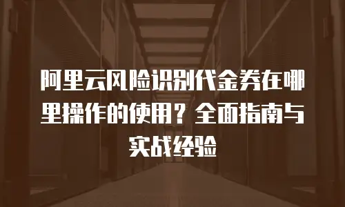 阿里云风险识别代金券在哪里操作的使用？全面指南与实战经验
