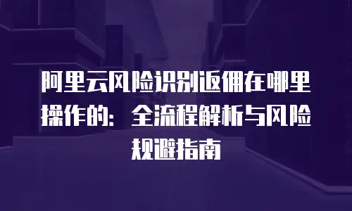 阿里云风险识别返佣在哪里操作的：全流程解析与风险规避指南
