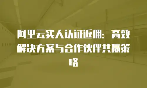 阿里云实人认证返佣：高效解决方案与合作伙伴共赢策略