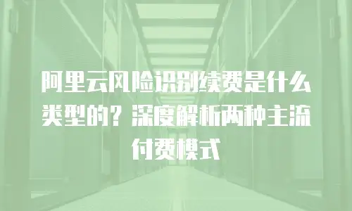 阿里云风险识别续费是什么类型的？深度解析两种主流付费模式  