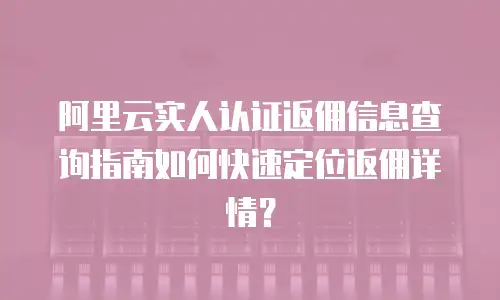 阿里云实人认证返佣信息查询指南如何快速定位返佣详情？