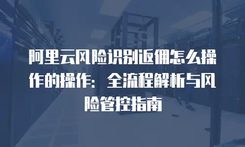 阿里云风险识别返佣怎么操作的操作：全流程解析与风险管控指南