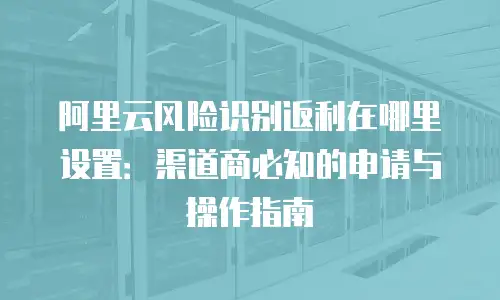 阿里云风险识别返利在哪里设置：渠道商必知的申请与操作指南