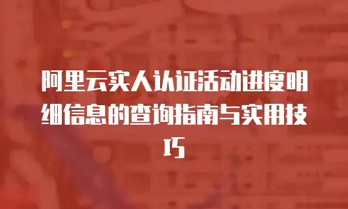 阿里云实人认证活动进度明细信息的查询指南与实用技巧