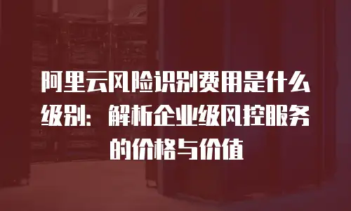 阿里云风险识别费用是什么级别：解析企业级风控服务的价格与价值