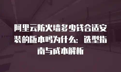 阿里云防火墙多少钱合适安装的版本吗为什么：选型指南与成本解析