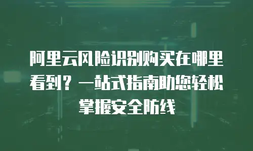 阿里云风险识别购买在哪里看到？一站式指南助您轻松掌握安全防线