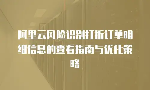 阿里云风险识别打折订单明细信息的查看指南与优化策略