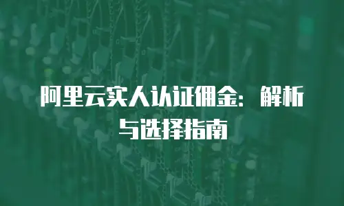 阿里云实人认证佣金：解析与选择指南