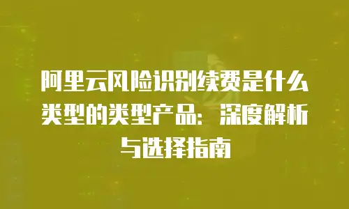阿里云风险识别续费是什么类型的类型产品：深度解析与选择指南