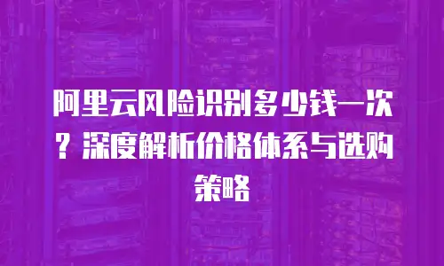 阿里云风险识别多少钱一次？深度解析价格体系与选购策略