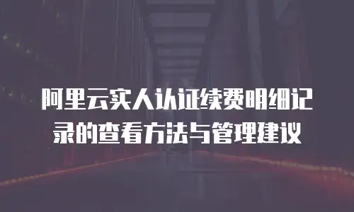 阿里云实人认证续费明细记录的查看方法与管理建议  