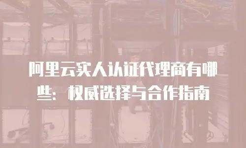 阿里云实人认证代理商有哪些：权威选择与合作指南