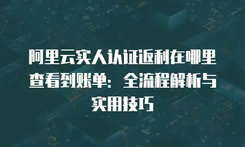 阿里云实人认证返利在哪里查看到账单：全流程解析与实用技巧