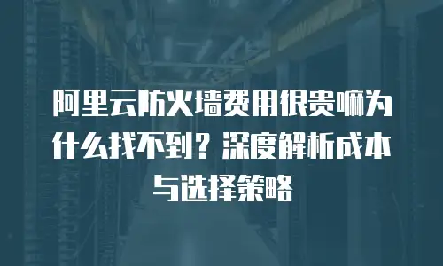 阿里云防火墙费用很贵嘛为什么找不到？深度解析成本与选择策略