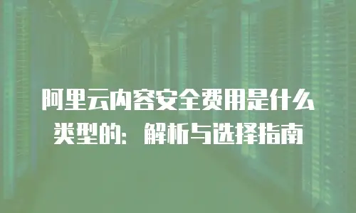 阿里云内容安全费用是什么类型的：解析与选择指南