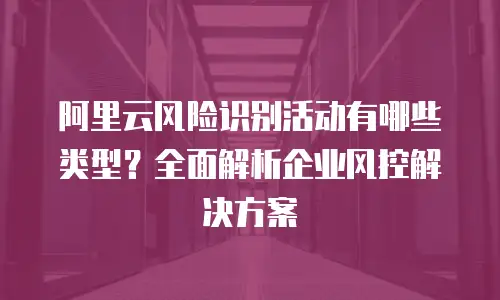 阿里云风险识别活动有哪些类型？全面解析企业风控解决方案
