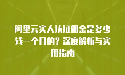 阿里云实人认证佣金是多少钱一个月的？深度解析与实用指南