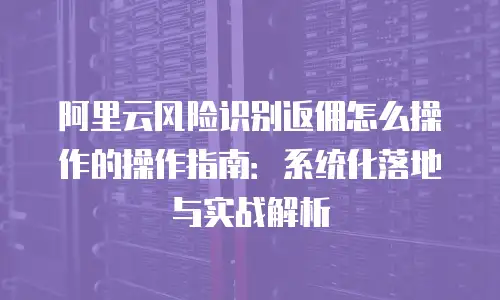 阿里云风险识别返佣怎么操作的操作指南：系统化落地与实战解析