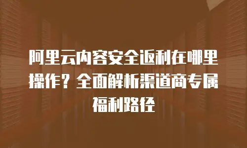 阿里云内容安全返利在哪里操作？全面解析渠道商专属福利路径