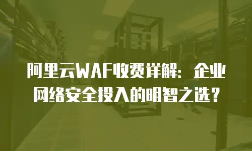 阿里云WAF收费详解：企业网络安全投入的明智之选？