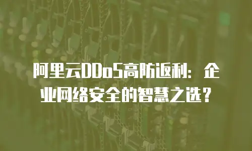 阿里云DDoS高防返利：企业网络安全的智慧之选？