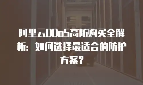 阿里云DDoS高防购买全解析：如何选择最适合的防护方案？