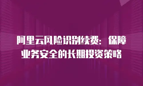 阿里云风险识别续费：保障业务安全的长期投资策略
