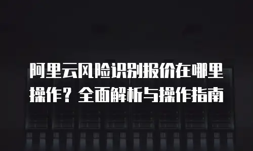 阿里云风险识别报价在哪里操作？全面解析与操作指南