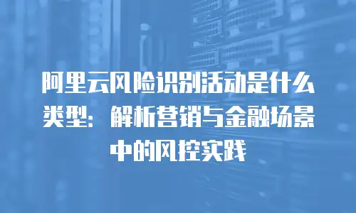 阿里云风险识别活动是什么类型：解析营销与金融场景中的风控实践