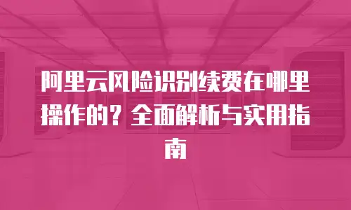 阿里云风险识别续费在哪里操作的？全面解析与实用指南