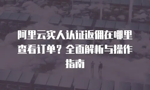 阿里云实人认证返佣在哪里查看订单？全面解析与操作指南